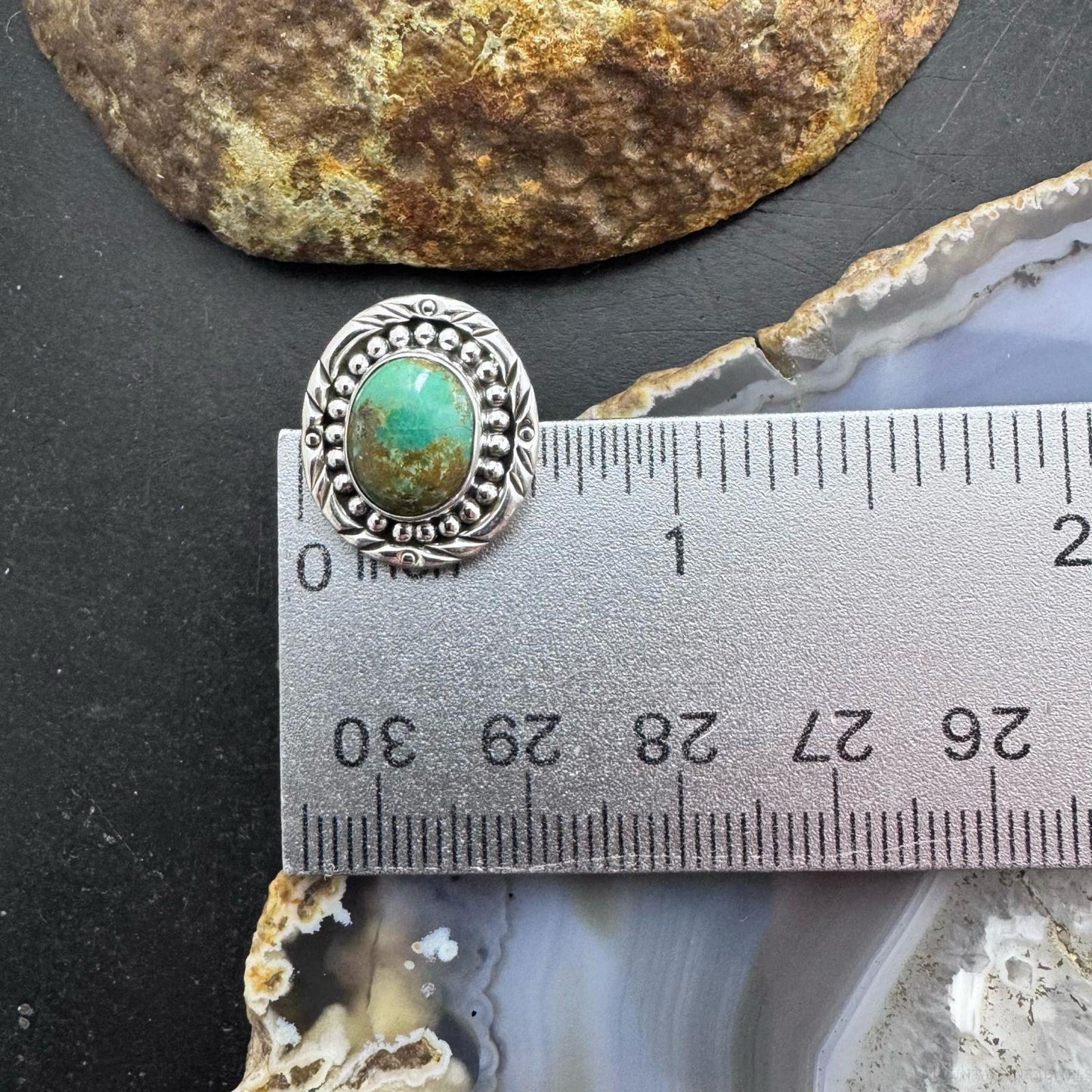 Sterling Silver Southwestern Style Oval Turquoise Decorated Stud Earrings For Women