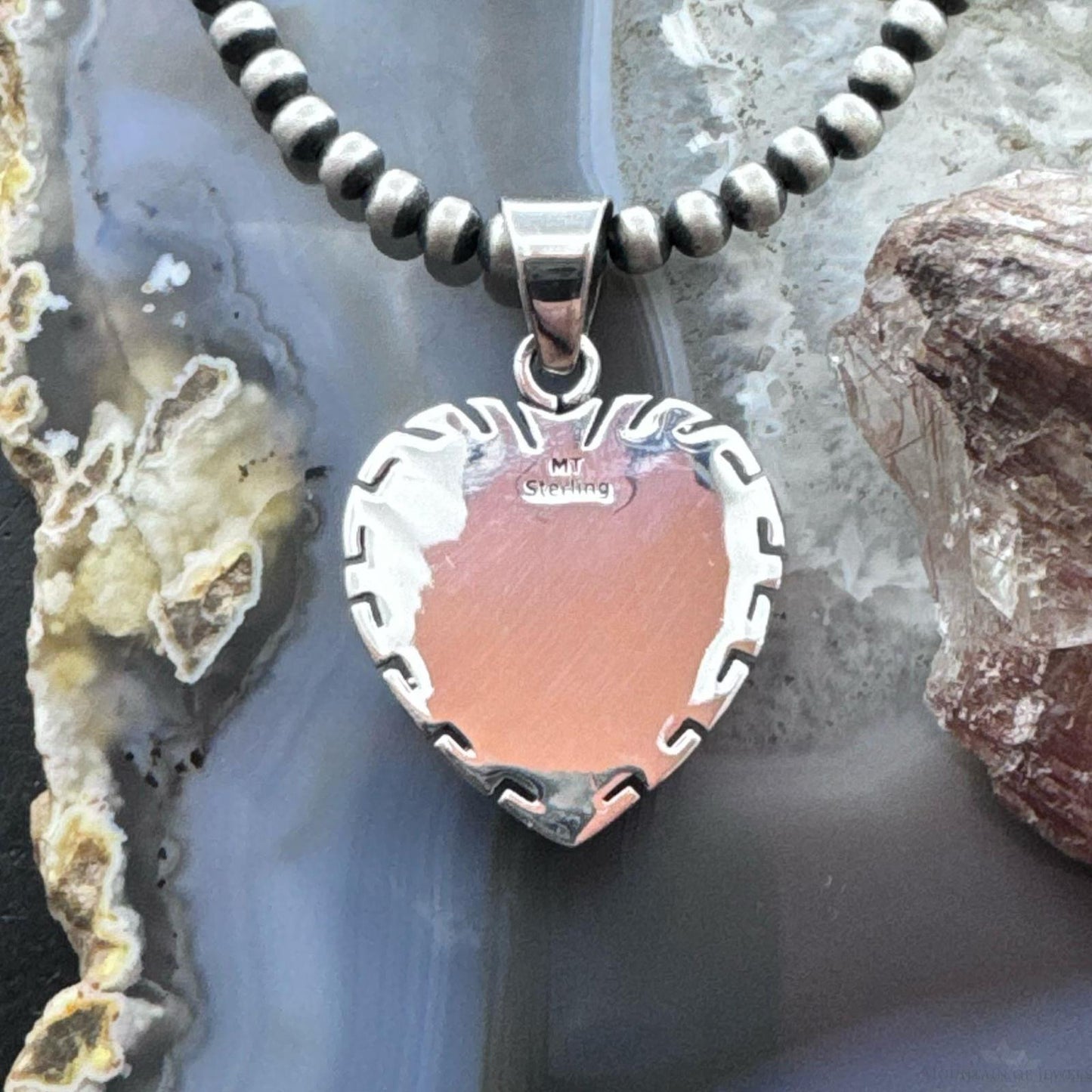 Native American Sterling Silver Kingman Turquoise Decorated Double Heart Pendant For Women