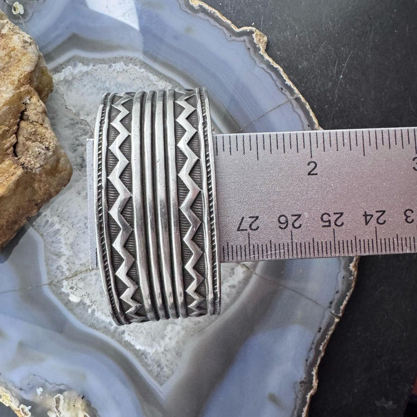 Jeff Morris Taos New Mexico Vintage Silver Stamped Unisex Bracelet