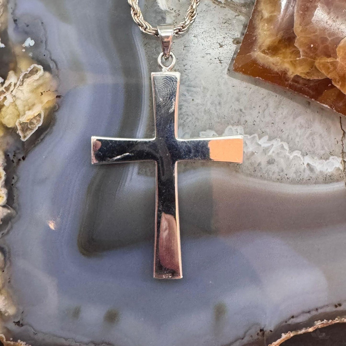 Sterling Silver Southwestern Style Decorated Unisex Cross Pendant