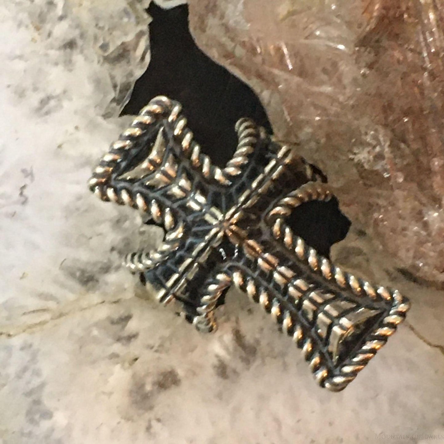 Carolyn Pollack Southwestern Style Sterling Silver Decorated Cross Ring For Women