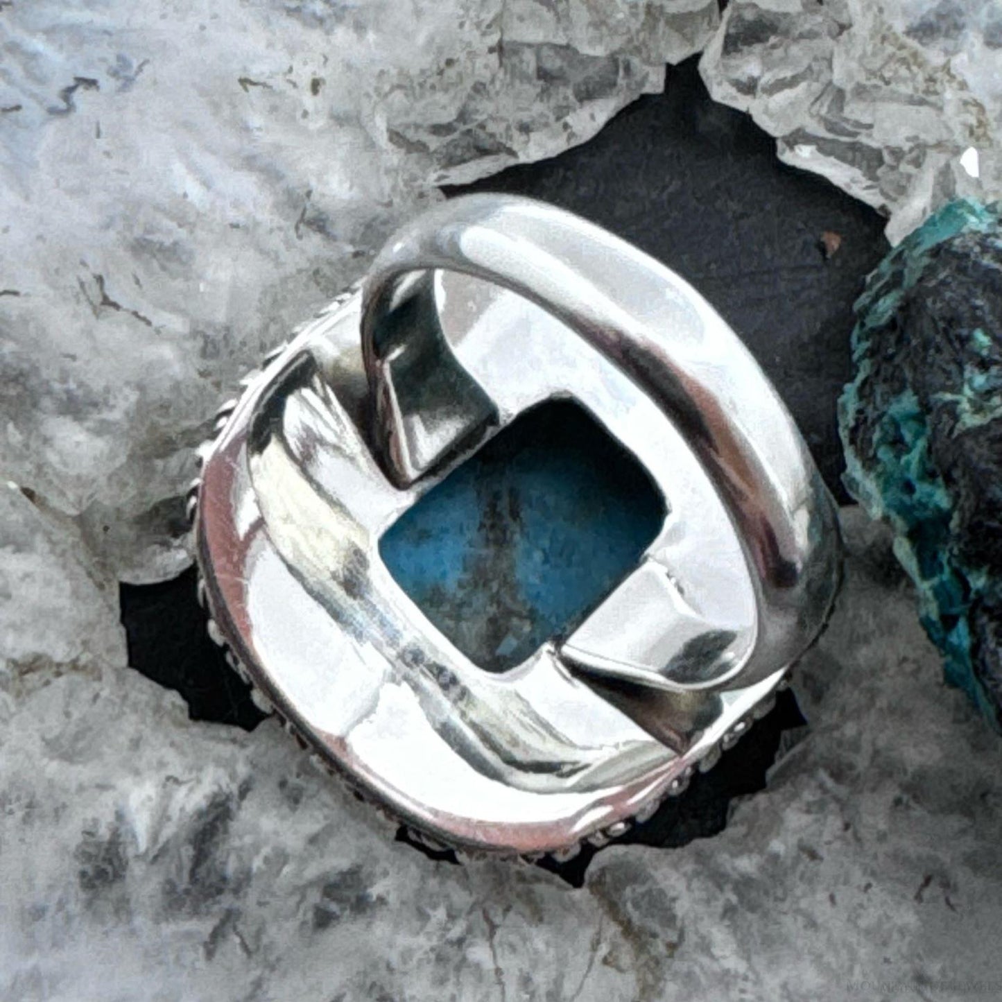 Sterling Silver Southwestern Style Turquoise Bar Ring Size 7 For Women
