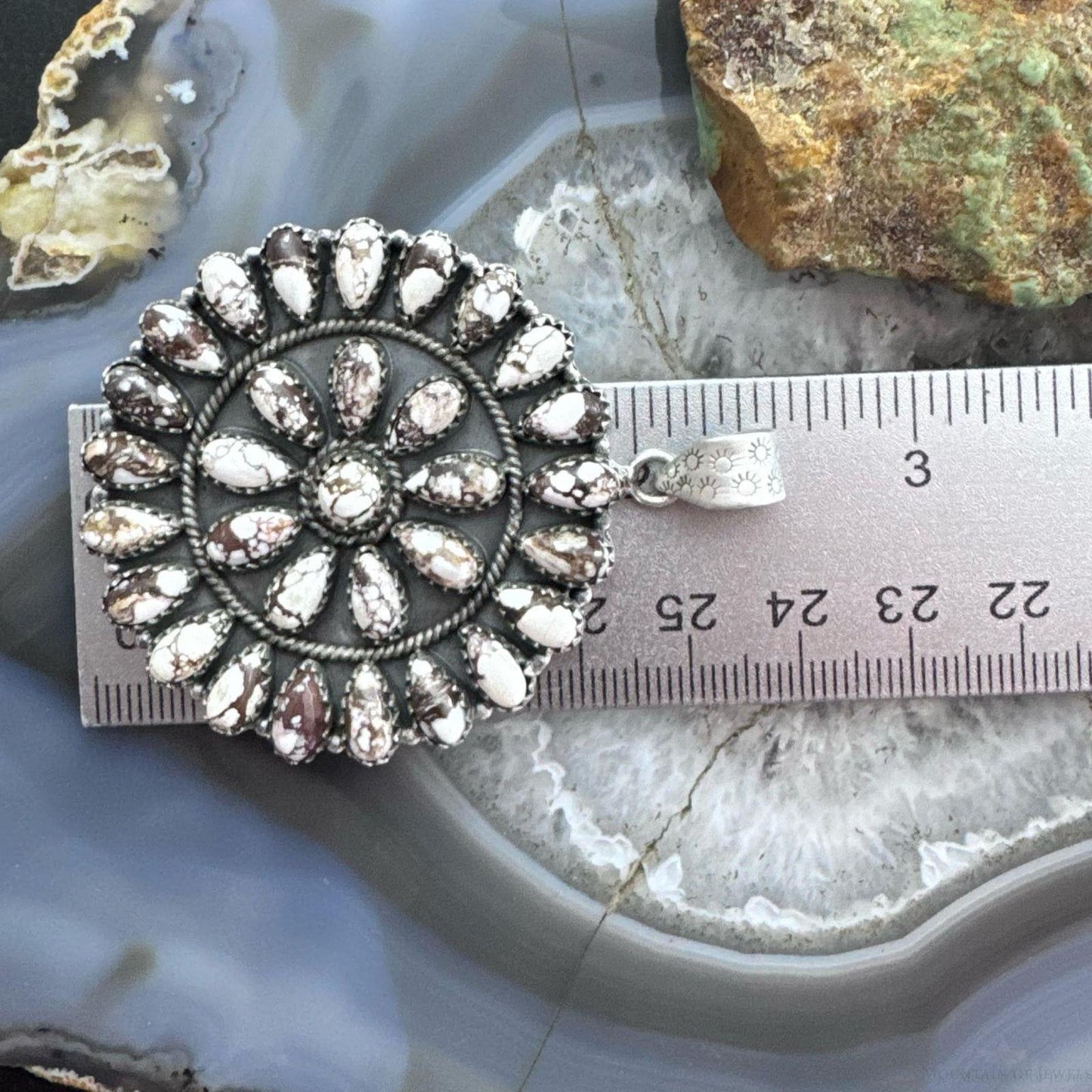 Sterling Silver Southwestern Style Teardrop Wild Horse Cluster Pendant For Women