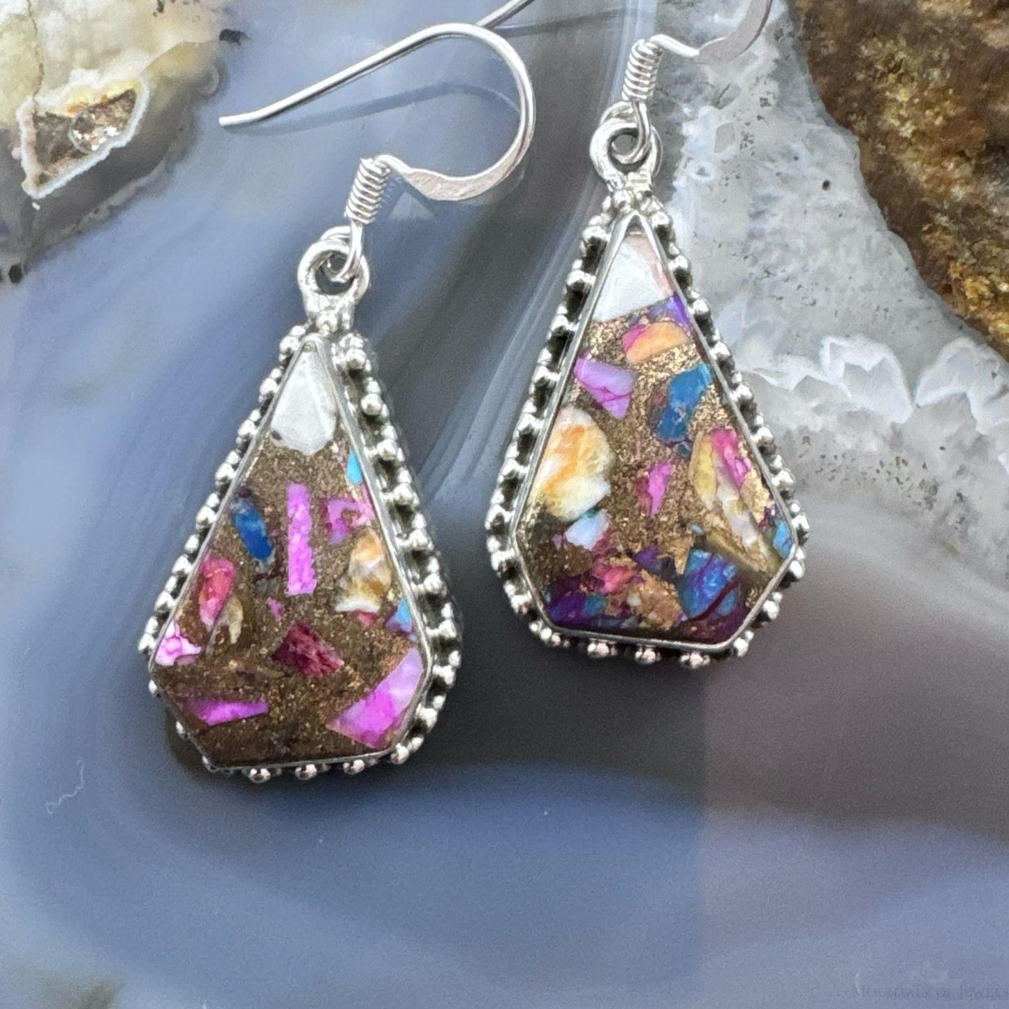 Sterling Silver Southwestern Style Kite Dahlia Turquoise Dangle Earrings For Women