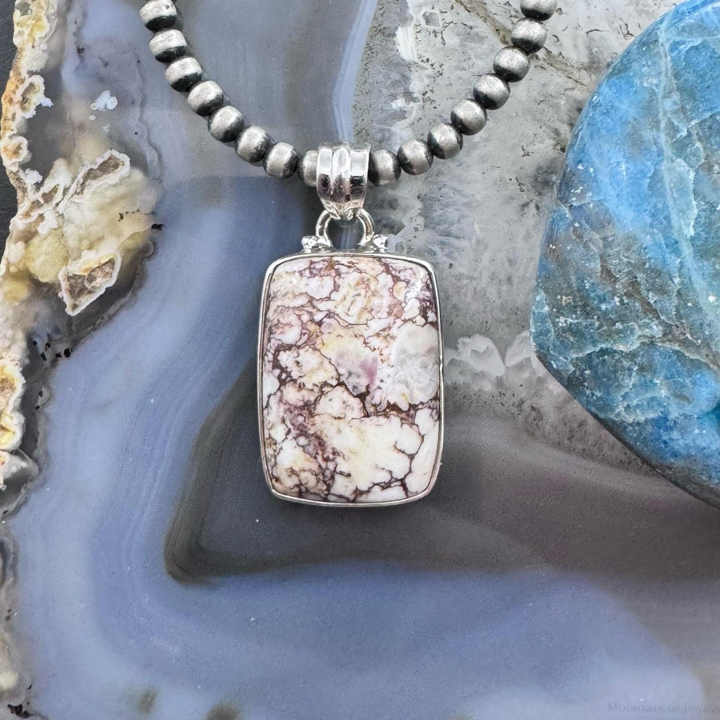 Sterling Silver Southwestern Style Rectangle Wild Horse Pendant For Women