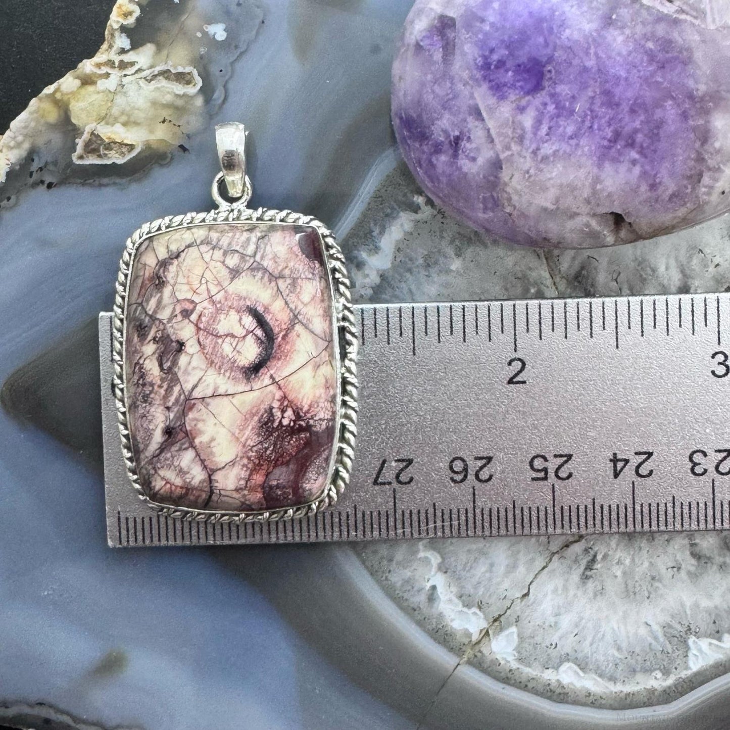 Sterling Silver Southwestern Style Large Rectangle Sunflower Jasper Pendant For Women