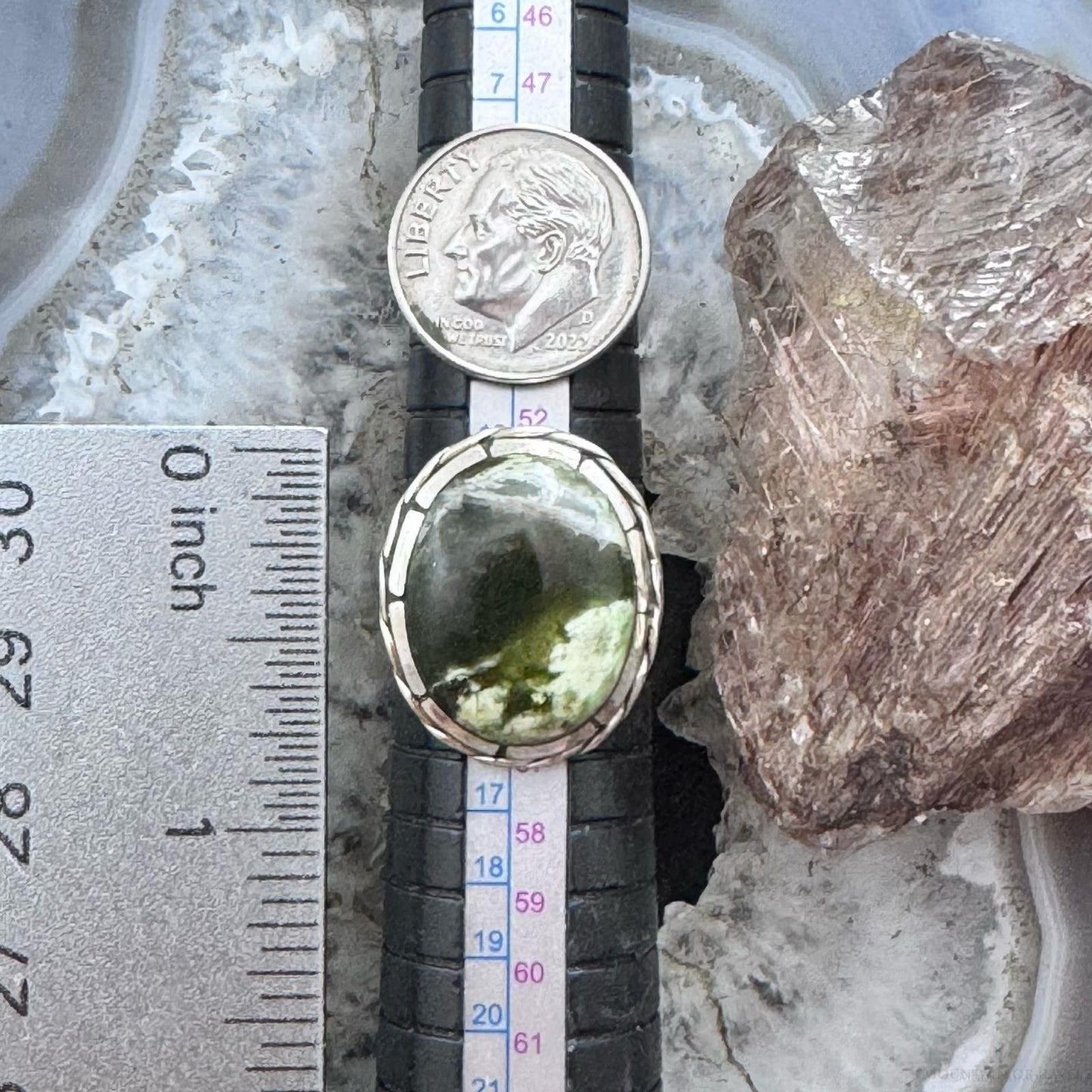 Sterling Silver Southwestern Style Oval Chrome Chalcedony Ring Size 7 For Women