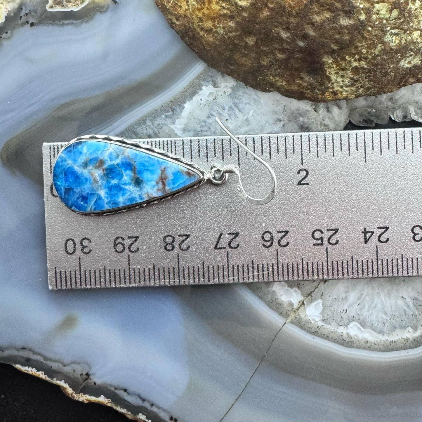 Sterling Silver Southwestern Style Apatite Teardrop Dangle Earrings For Women