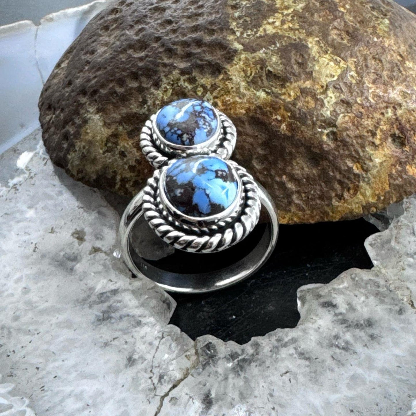 Sterling Silver Southwestern Style Oval Golden Hill Turquoise Ring Size 9.5 For Women
