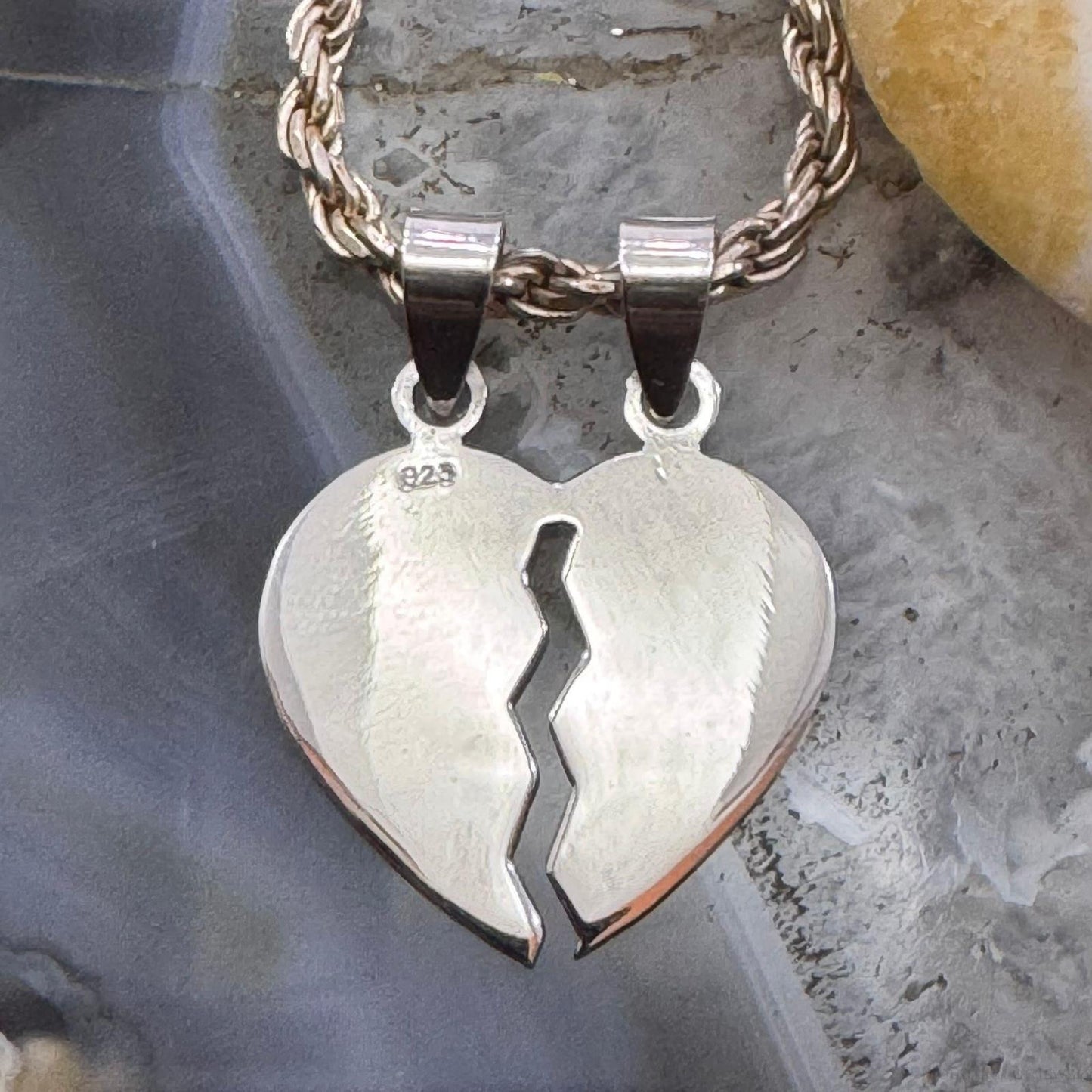 Sterling Silver Split Heart Pendant For Women