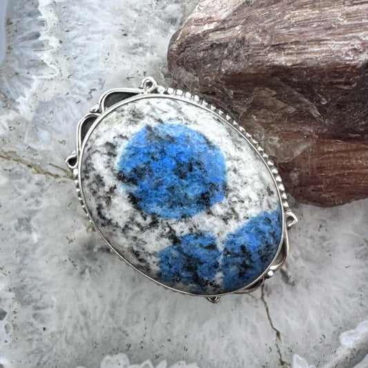 Sterling Silver Southwestern Style Large Oval K2 Jasper Ring Size 9 For Women