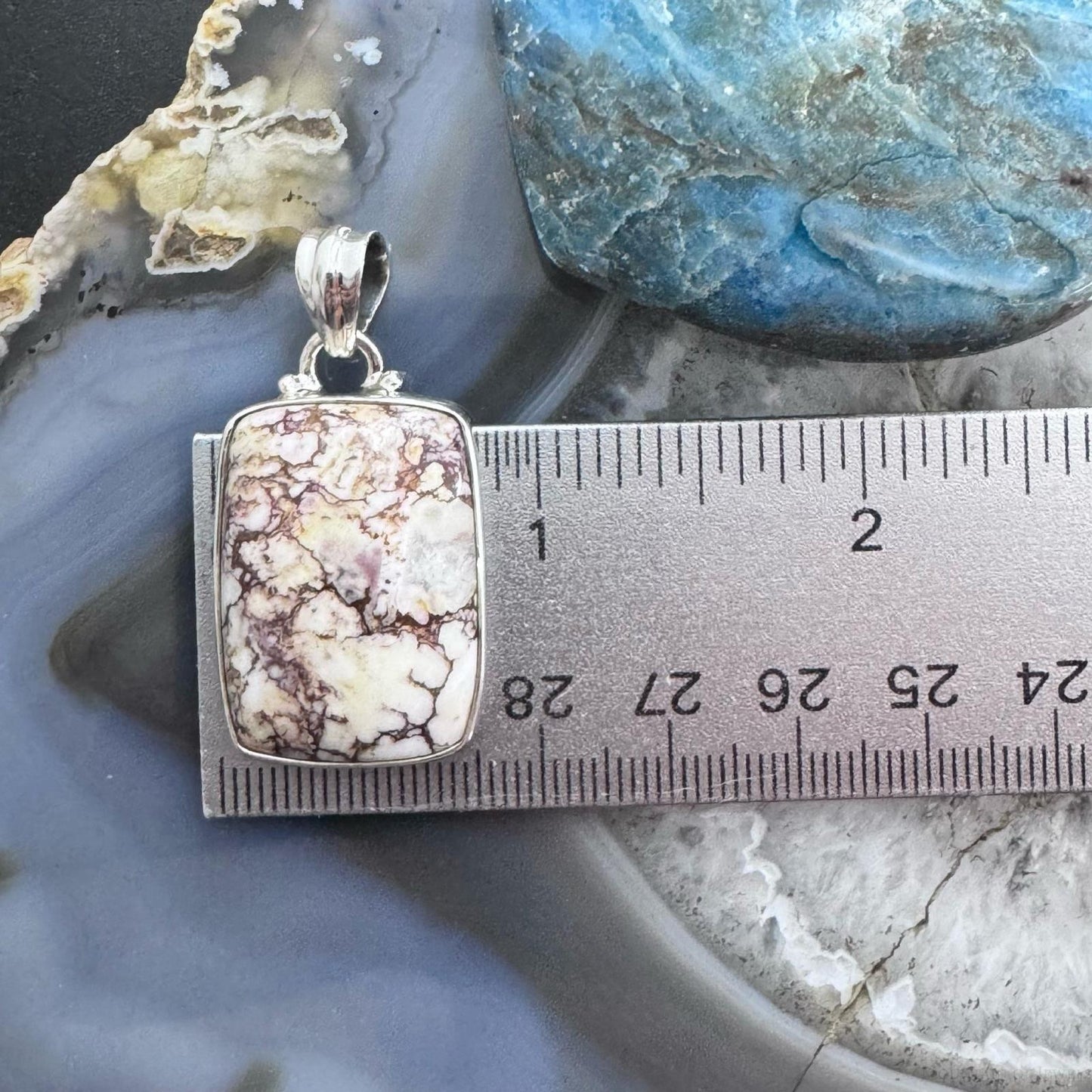 Sterling Silver Southwestern Style Rectangle Wild Horse Pendant For Women