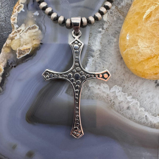 Sterling Silver Southwestern Style Decorated Unisex Cross Pendant #1