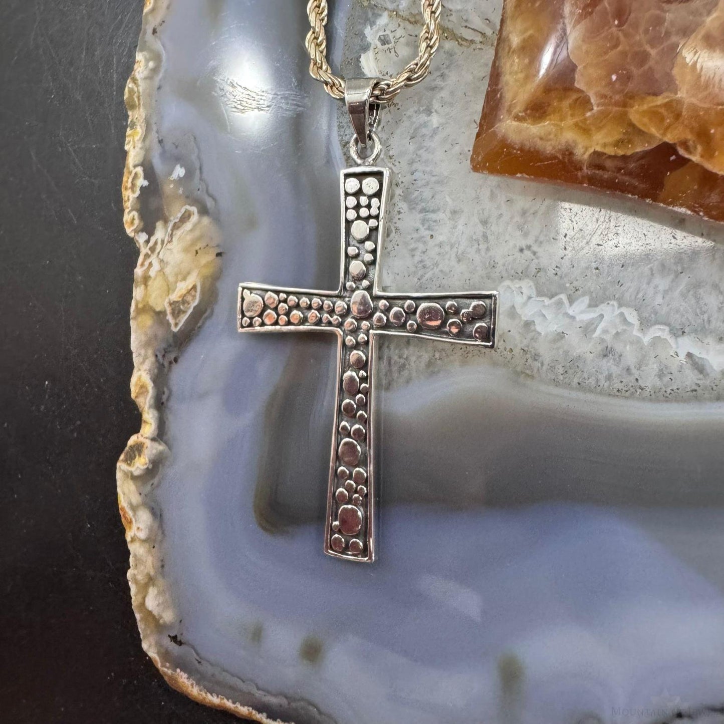 Sterling Silver Southwestern Style Decorated Unisex Cross Pendant