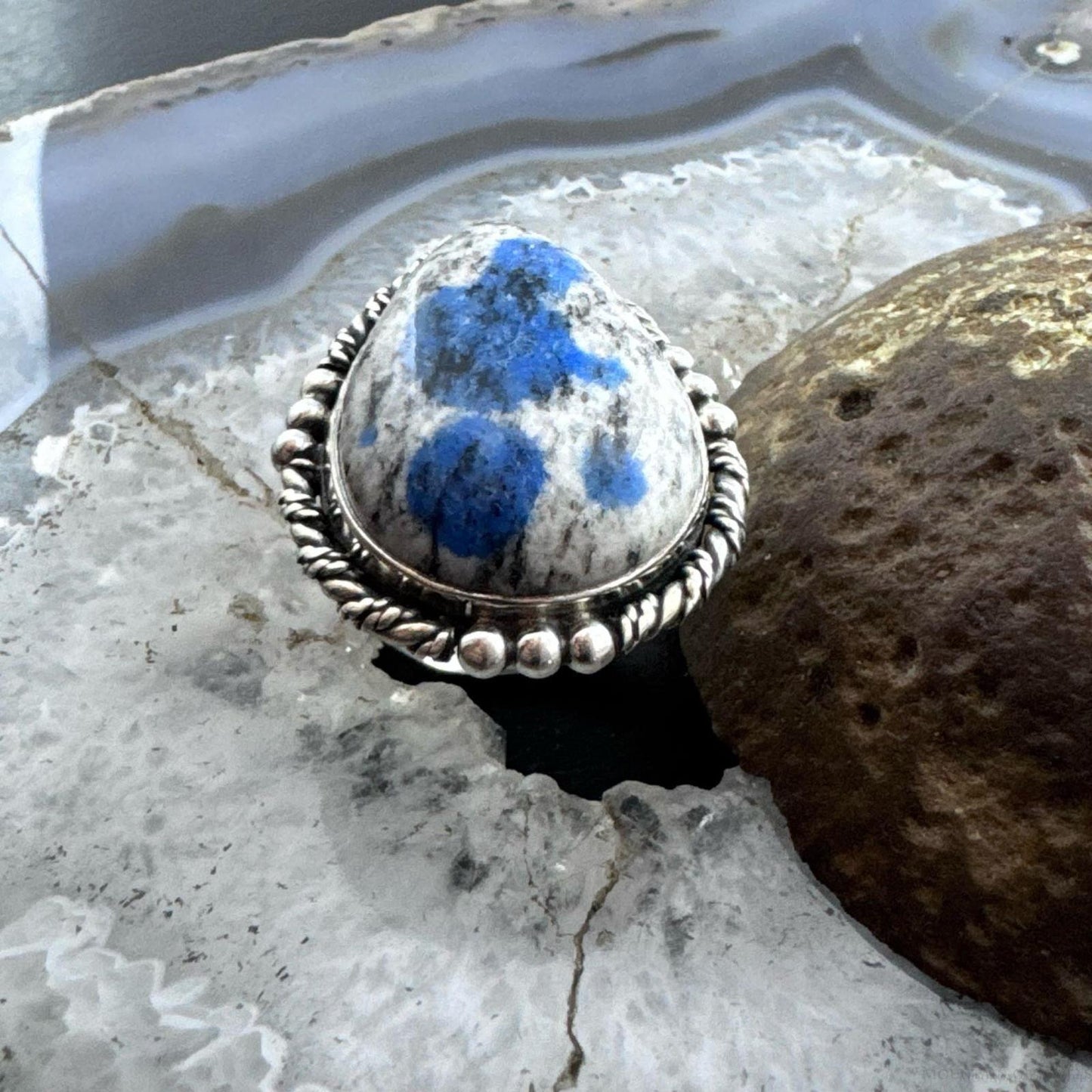 Sterling Silver Southwestern Style Teardrop K2 Jasper Ring Size 8 For Women