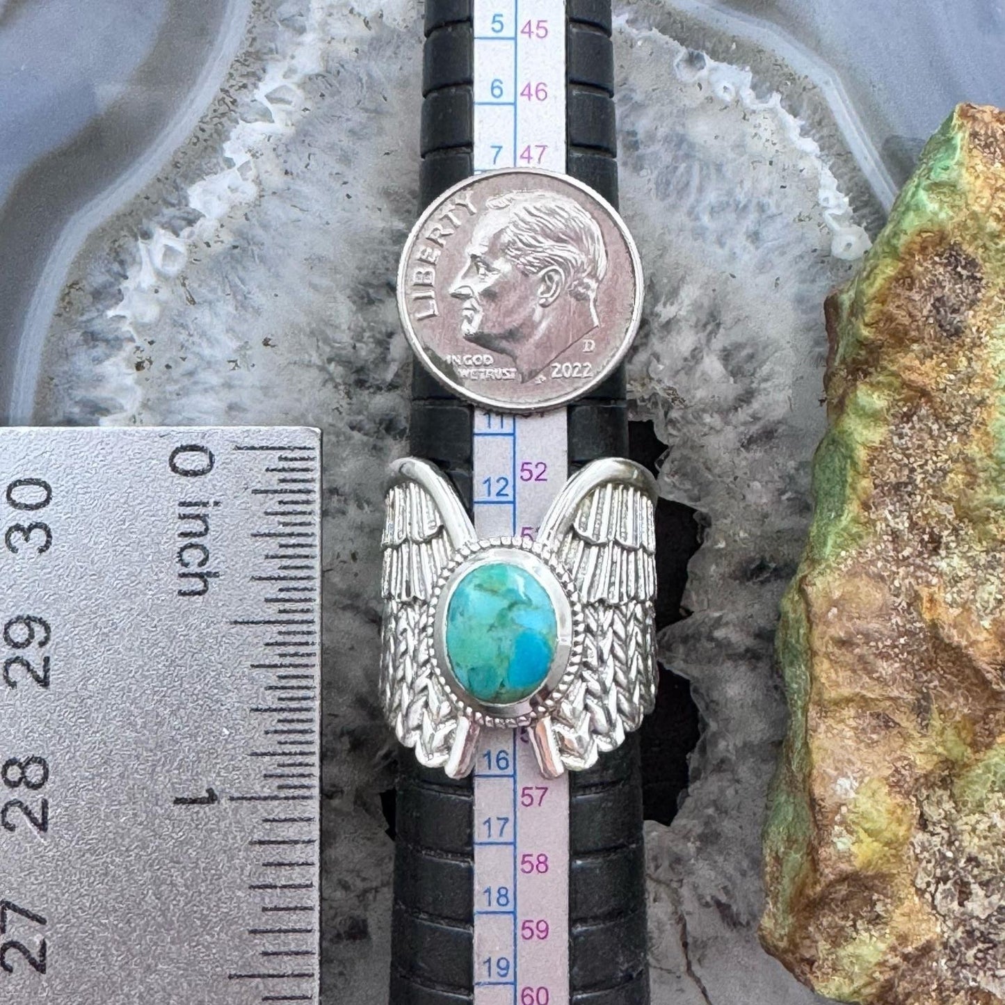 Sterling Silver Southwestern Style Oval Turquoise Decorated Ring For Women