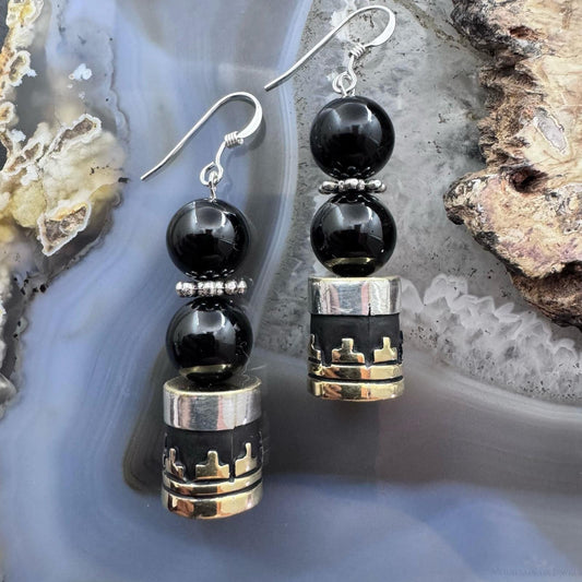 Tommy & Rosita Singer Sterling Silver Onyx Bead Dangle Earrings For Women
