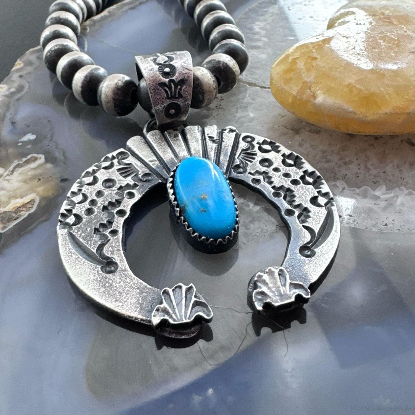Eva & Linberg Billah Sterling Silver Oval Turquoise Stamped Unisex Naja Pendant