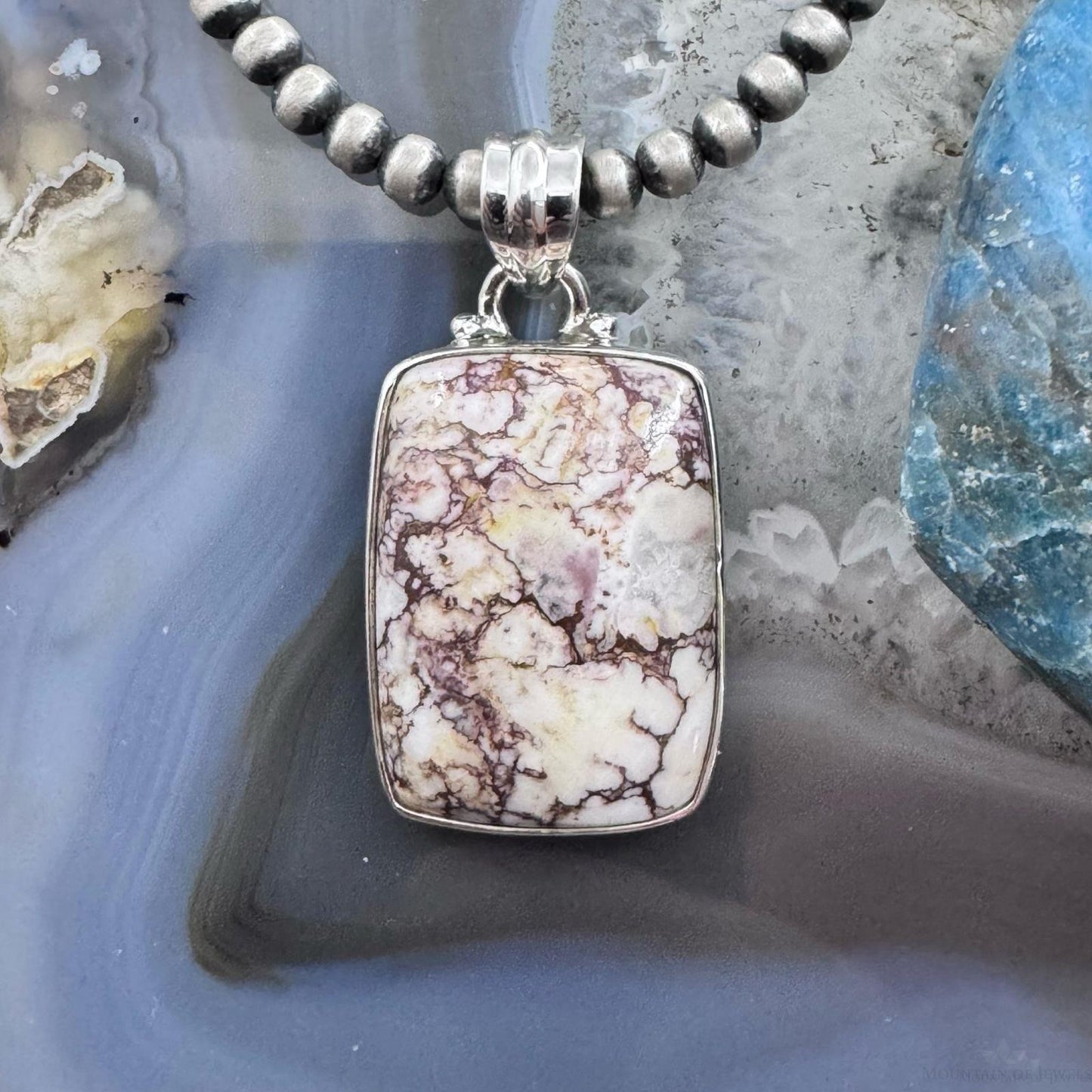 Sterling Silver Southwestern Style Rectangle Wild Horse Pendant For Women
