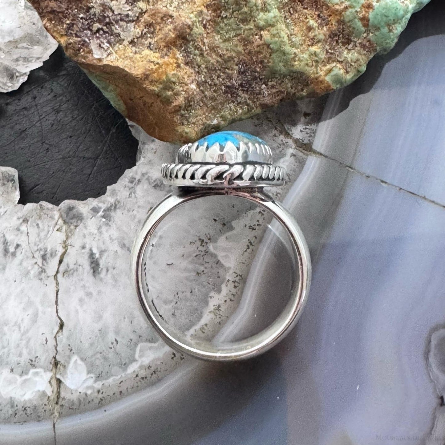 Sterling Silver Southwestern Style Teardrop Kingman Ring Size 9 For Women