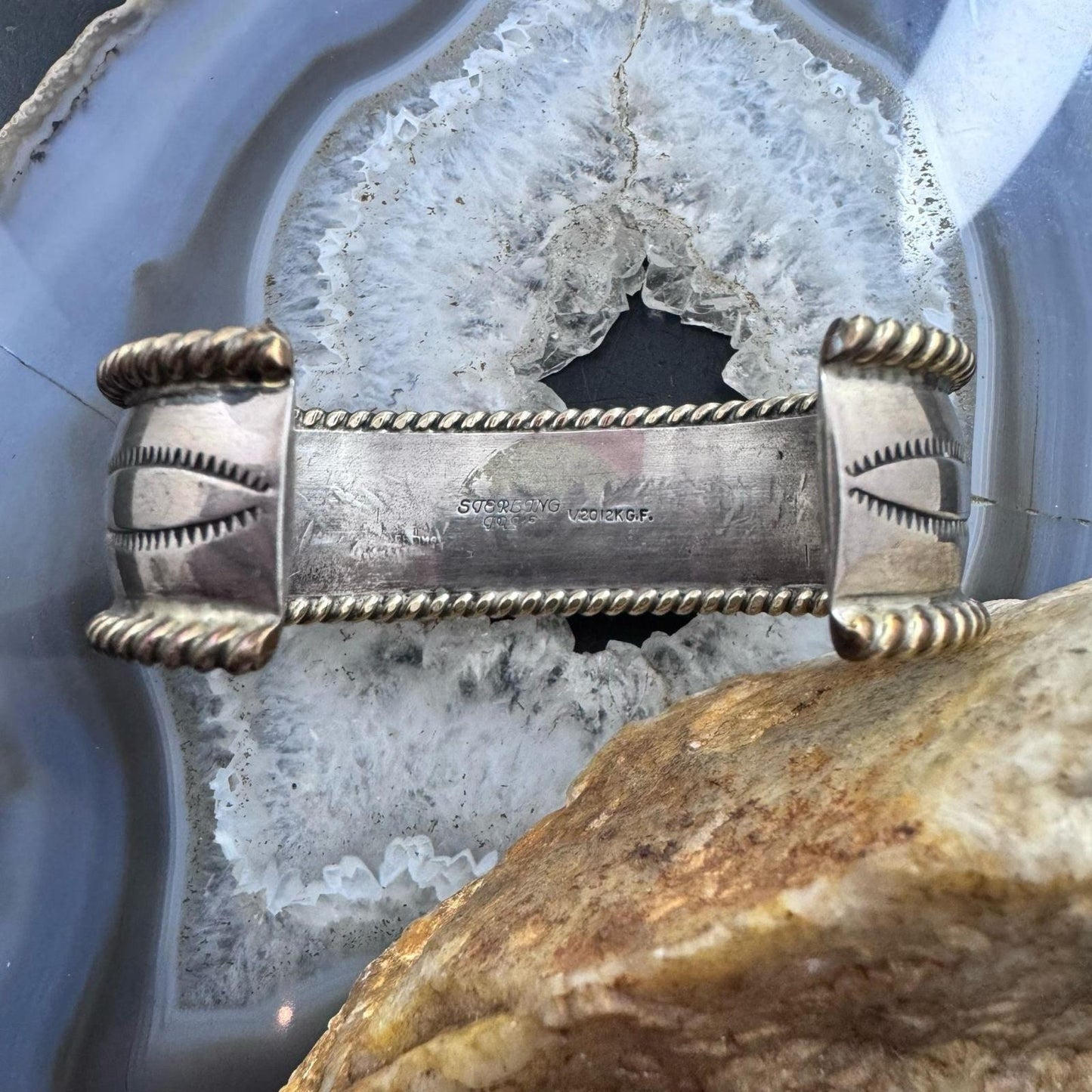 Tahe Native American Sterling Silver & Gold Filled Stamped Bracelet For Women