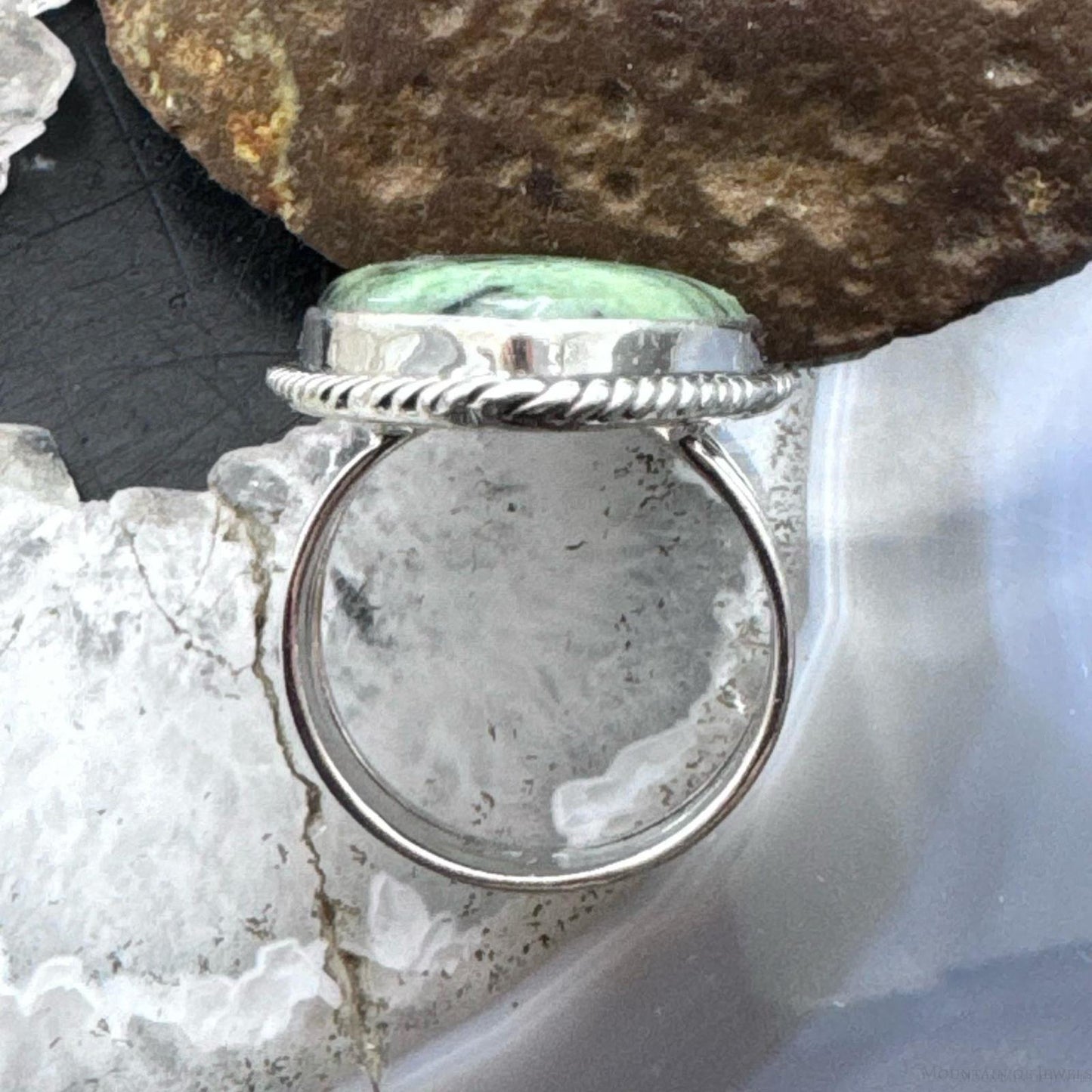 Sterling Silver Southwestern Style Teardrop Ruby Zoisite Ring Size 9 For Women