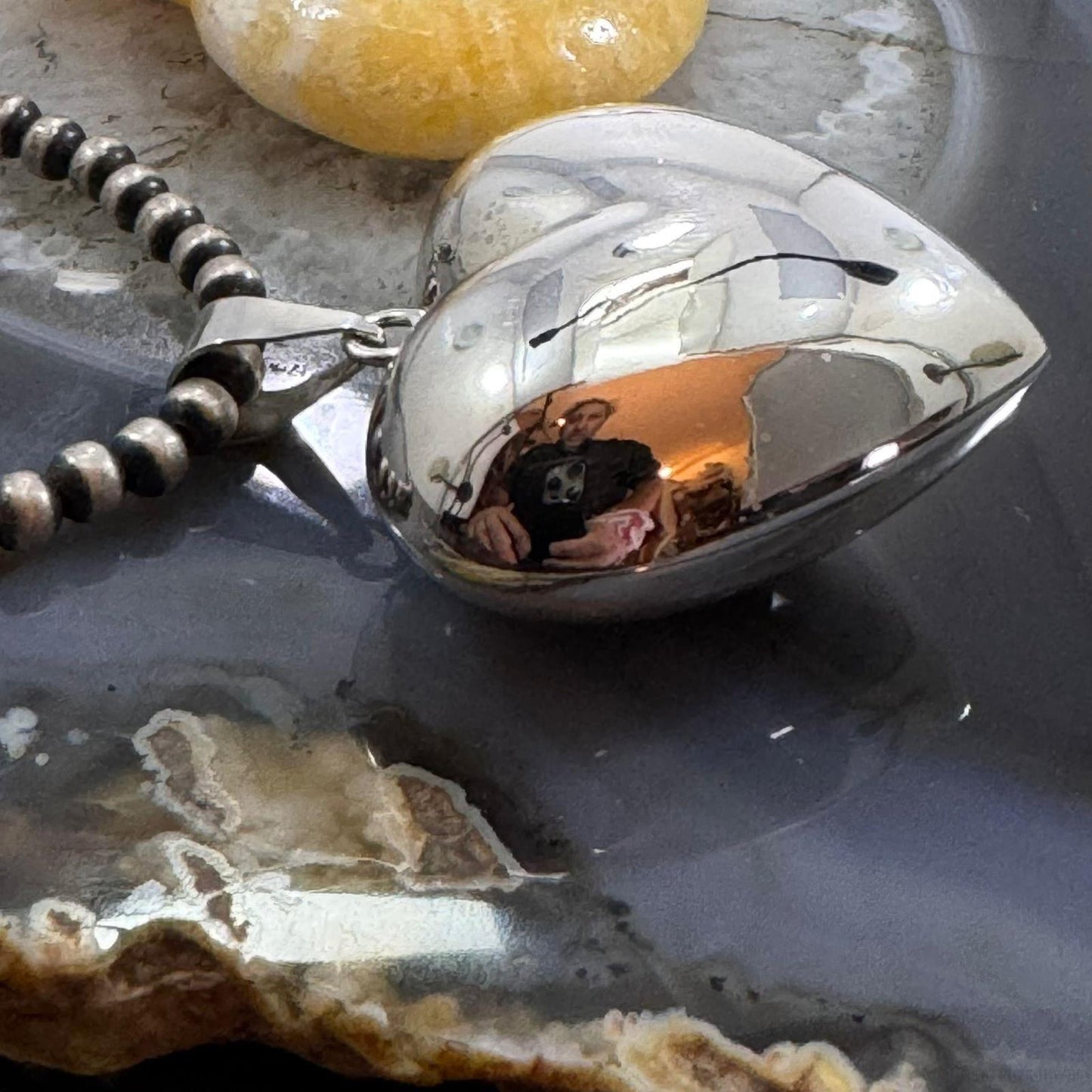 Sterling Silver Puff Heart Pendant For Women