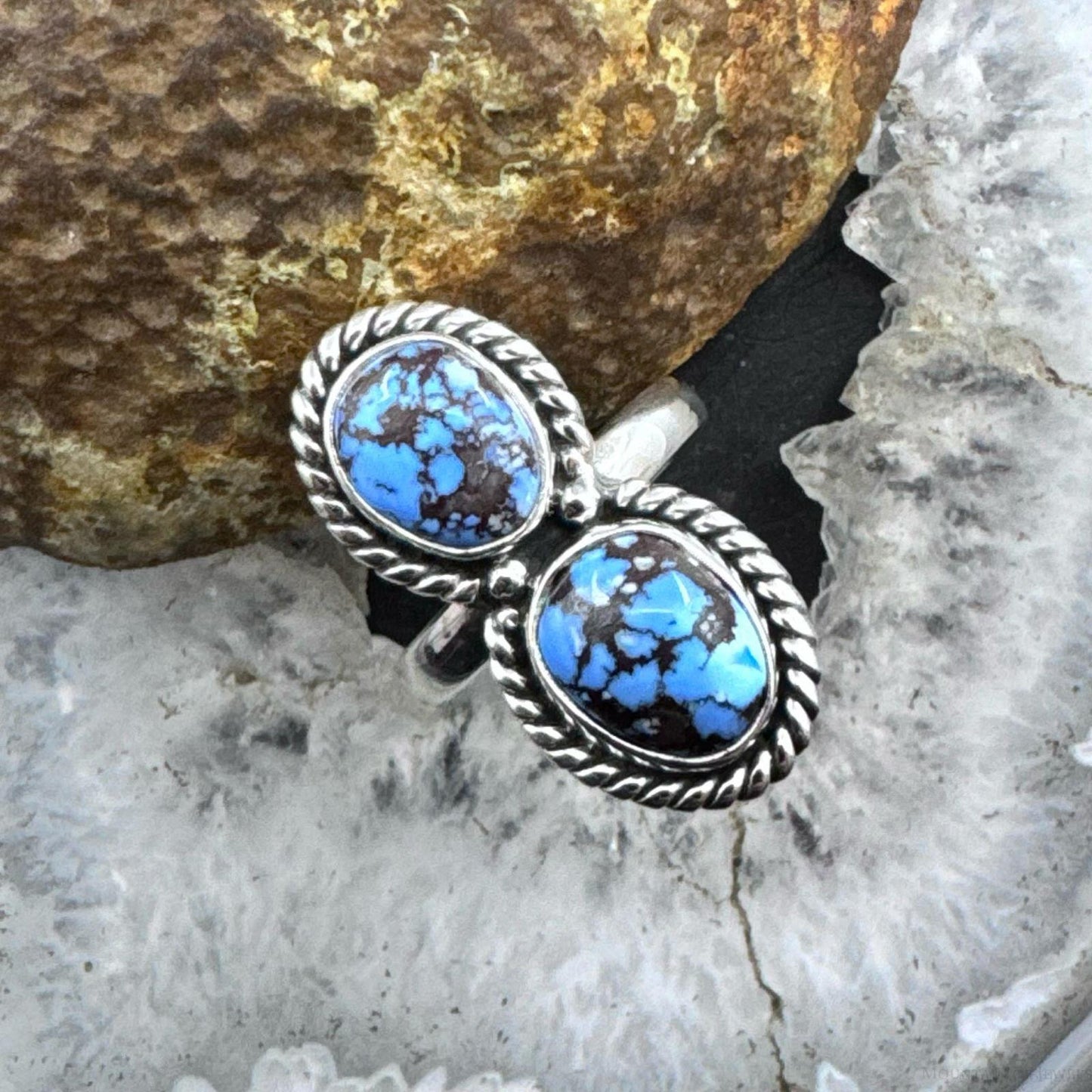 Sterling Silver Southwestern Style Oval Golden Hill Turquoise Ring Size 9.5 For Women