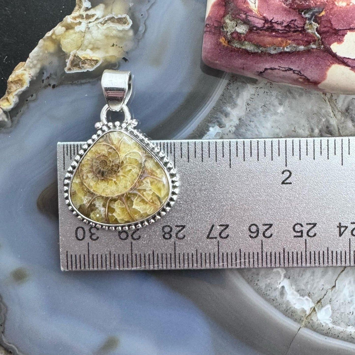 Sterling Silver Southwestern Style Wide Triangle Emmolite Pendant For Women