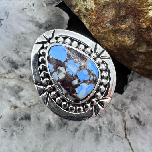 Sterling Silver Southwestern Style Golden Hill Turquoise Ring Size 8 For Women