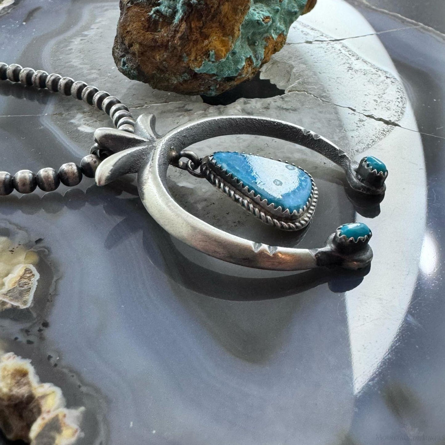 Veronica Cayatineto Native American Sterling Silver Turquoise Unisex Naja Pendant