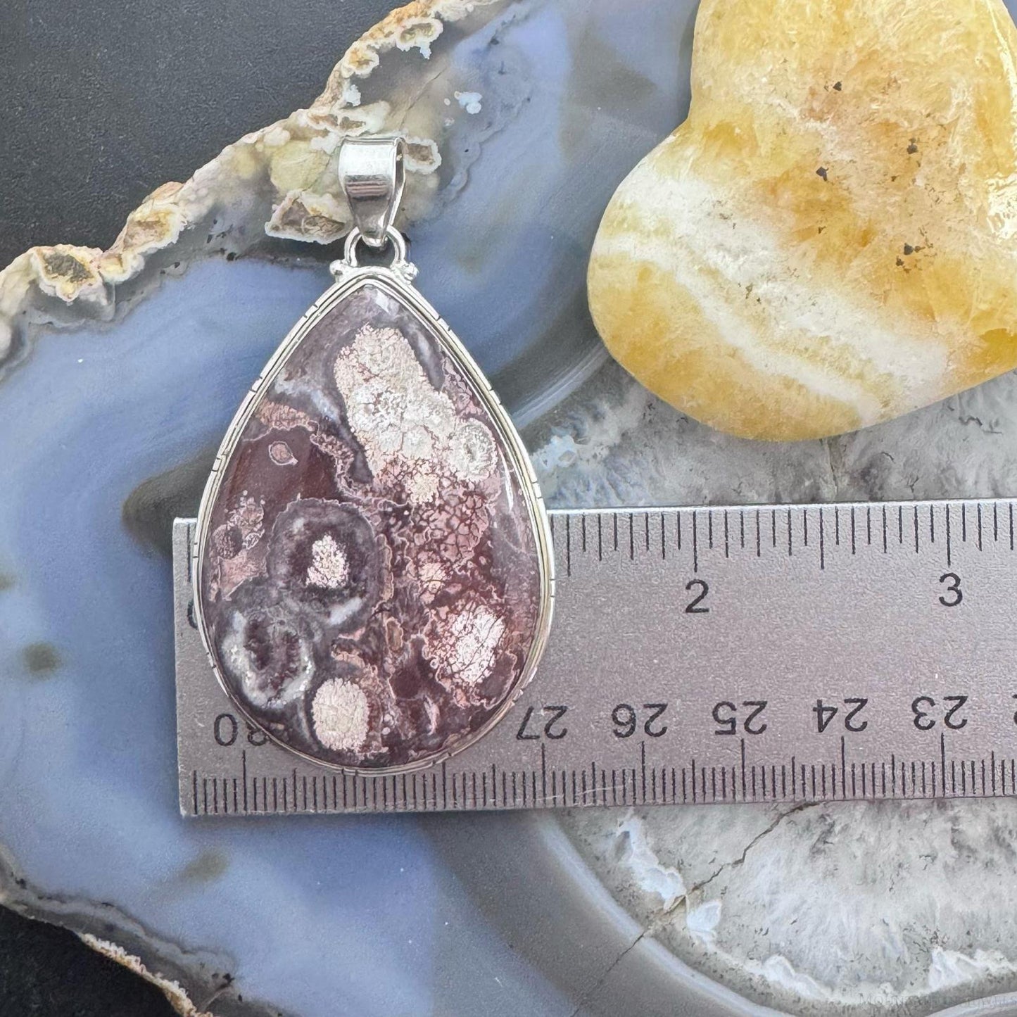 Sterling Silver Southwestern Style Large Teardrop Sunflower Jasper Unisex Pendant