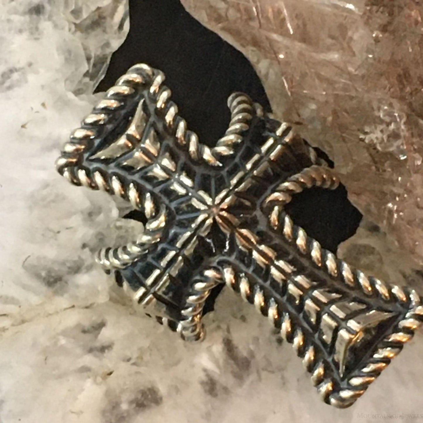 Carolyn Pollack Southwestern Style Sterling Silver Decorated Cross Ring For Women