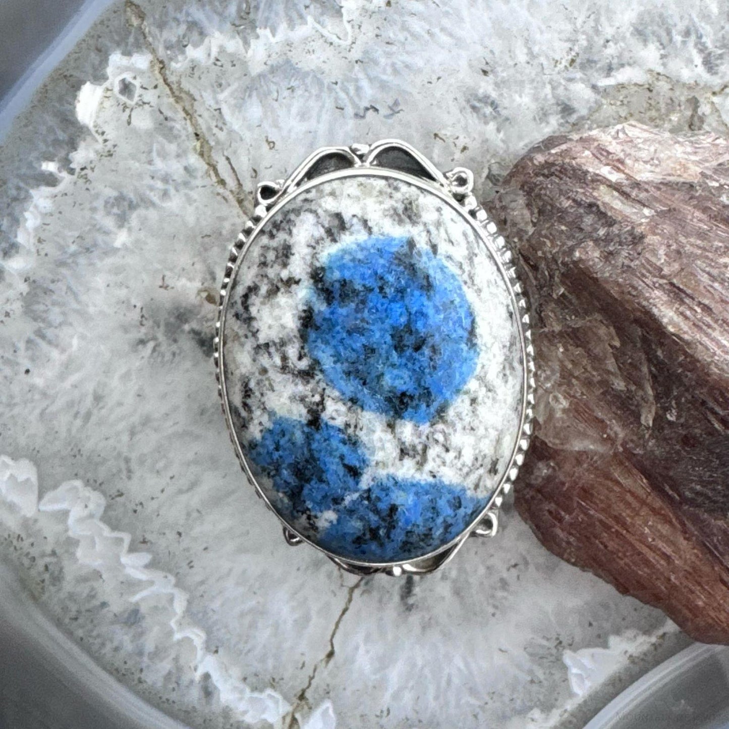 Sterling Silver Southwestern Style Large Oval K2 Jasper Ring Size 9 For Women