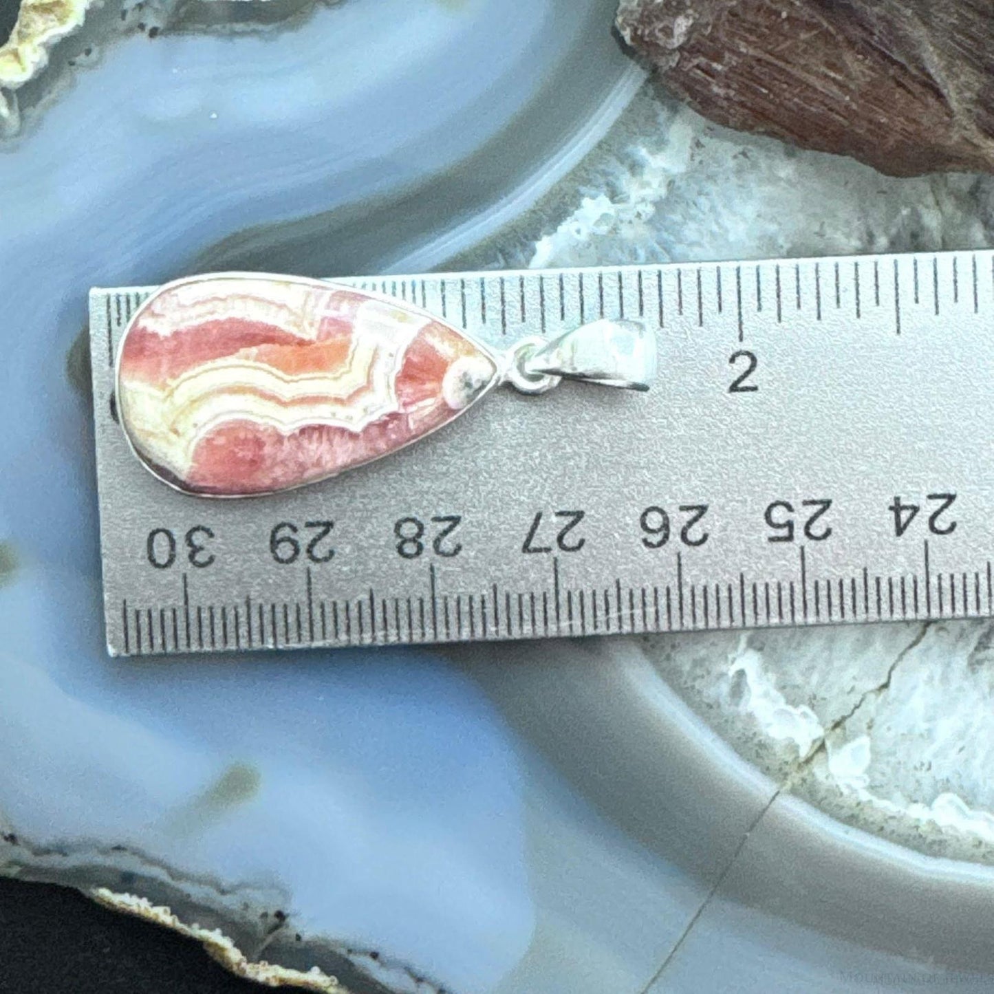 Sterling Silver Southwestern Style Teardrop Rhodochrosite Pendant For Women
