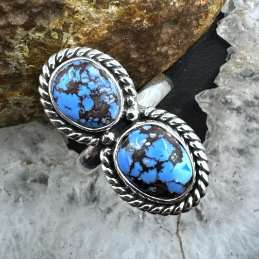 Sterling Silver Southwestern Style Oval Golden Hill Turquoise Ring Size 9.5 For Women