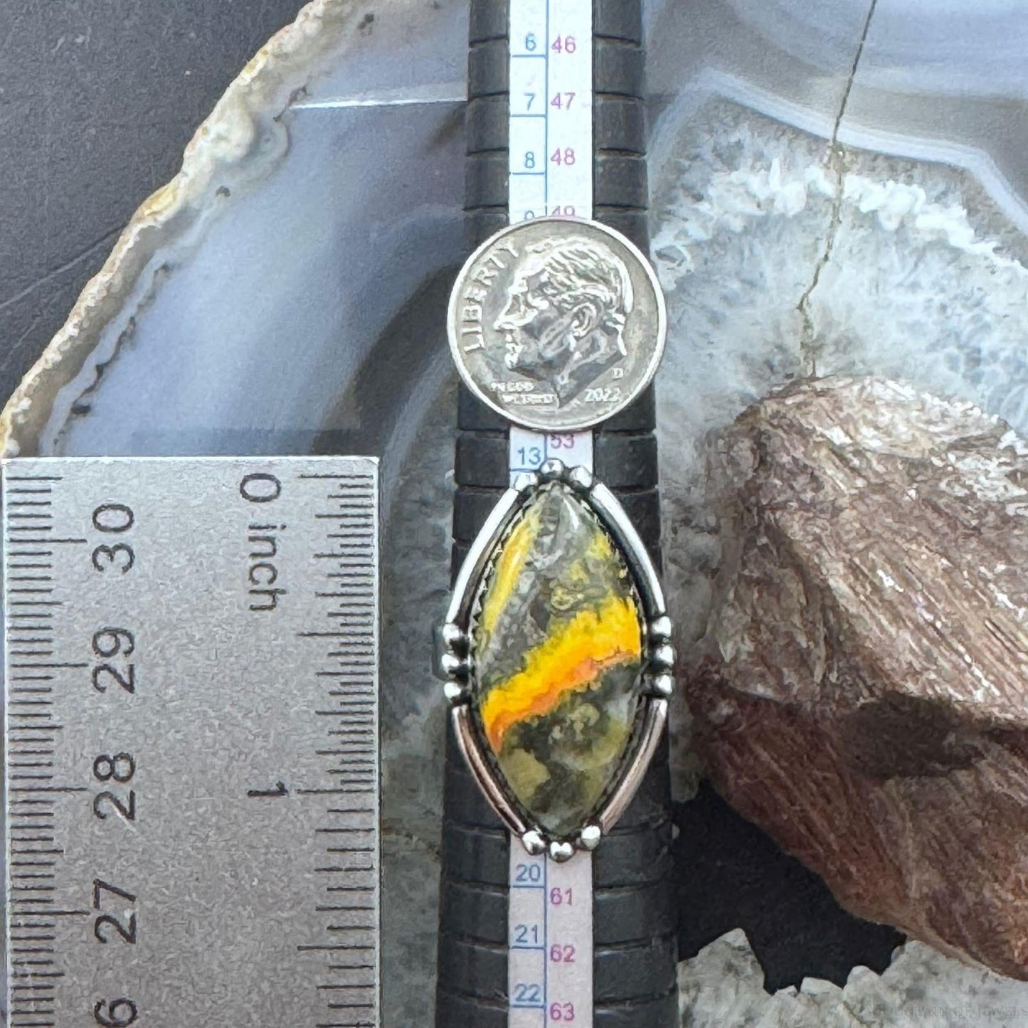 Sterling Silver Southwestern Style Marquise Bumblebee Jasper Ring Size 8 For Women