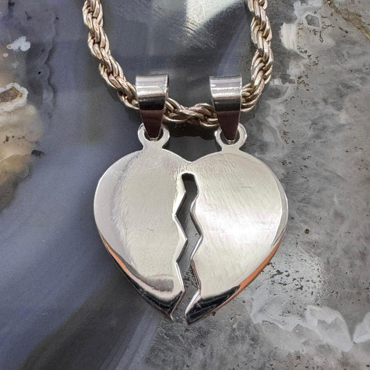 Sterling Silver Split Heart Pendant For Women