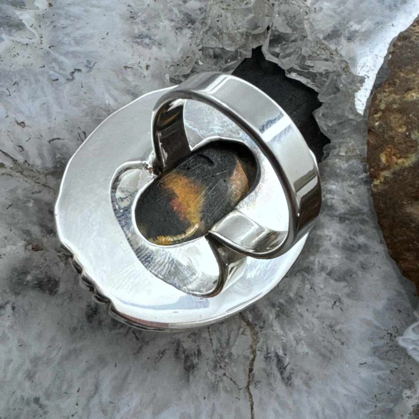 Sterling Silver Southwestern Style Oval Bumblebee Jasper Ring Size 9 For Women