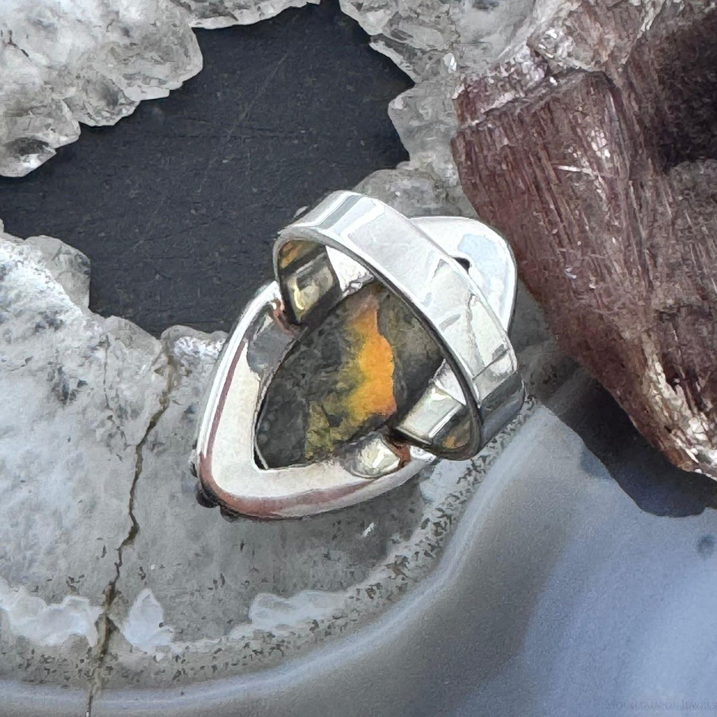 Sterling Silver Southwestern Style Marquise Bumblebee Jasper Ring Size 8 For Women