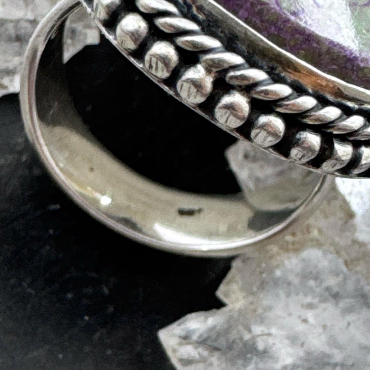 Sterling Silver Southwestern Style Teardrop Purpurite Ring Size 8 For Women