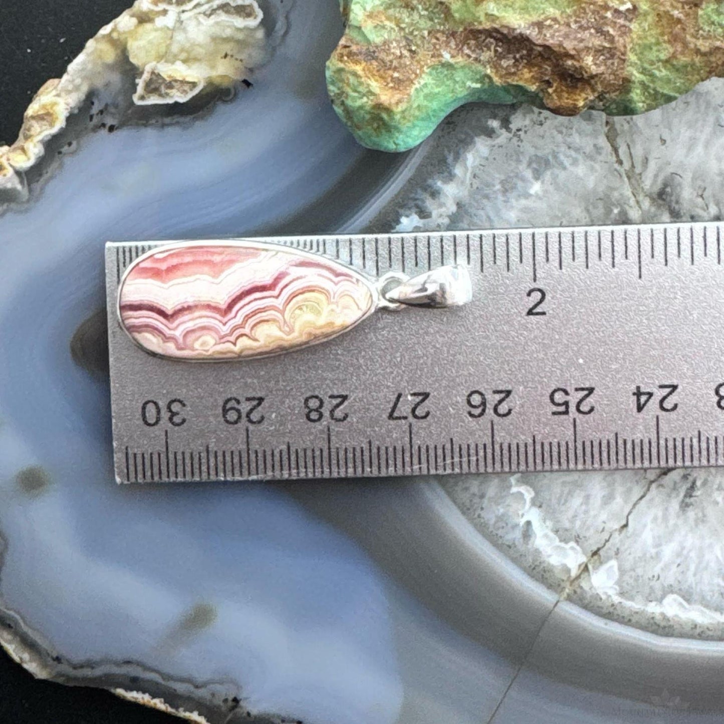 Sterling Silver Southwestern Style Teardrop Rhodochrosite Pendant For Women #1