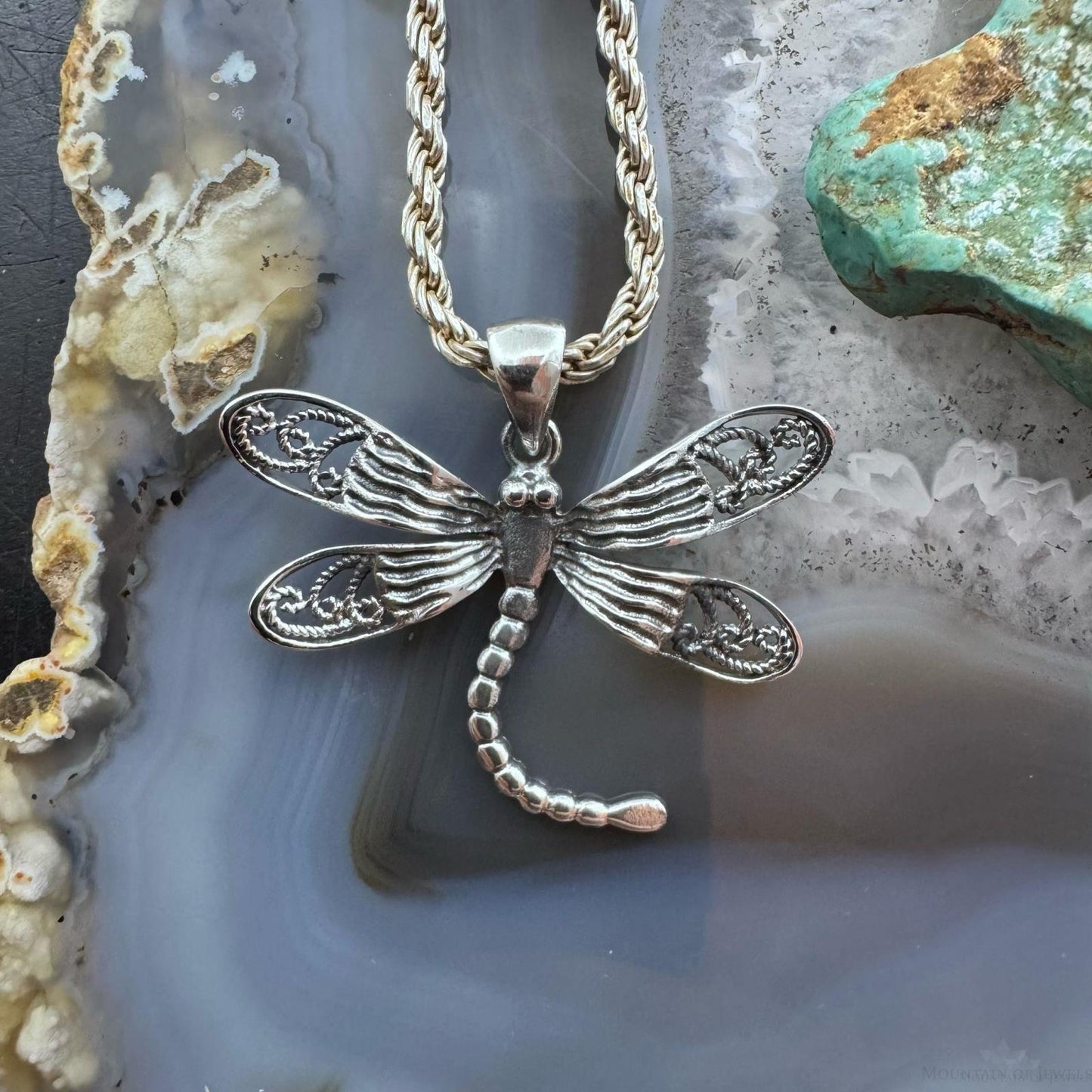 Sterling Silver Dragonfly Decorated Pendant For Women