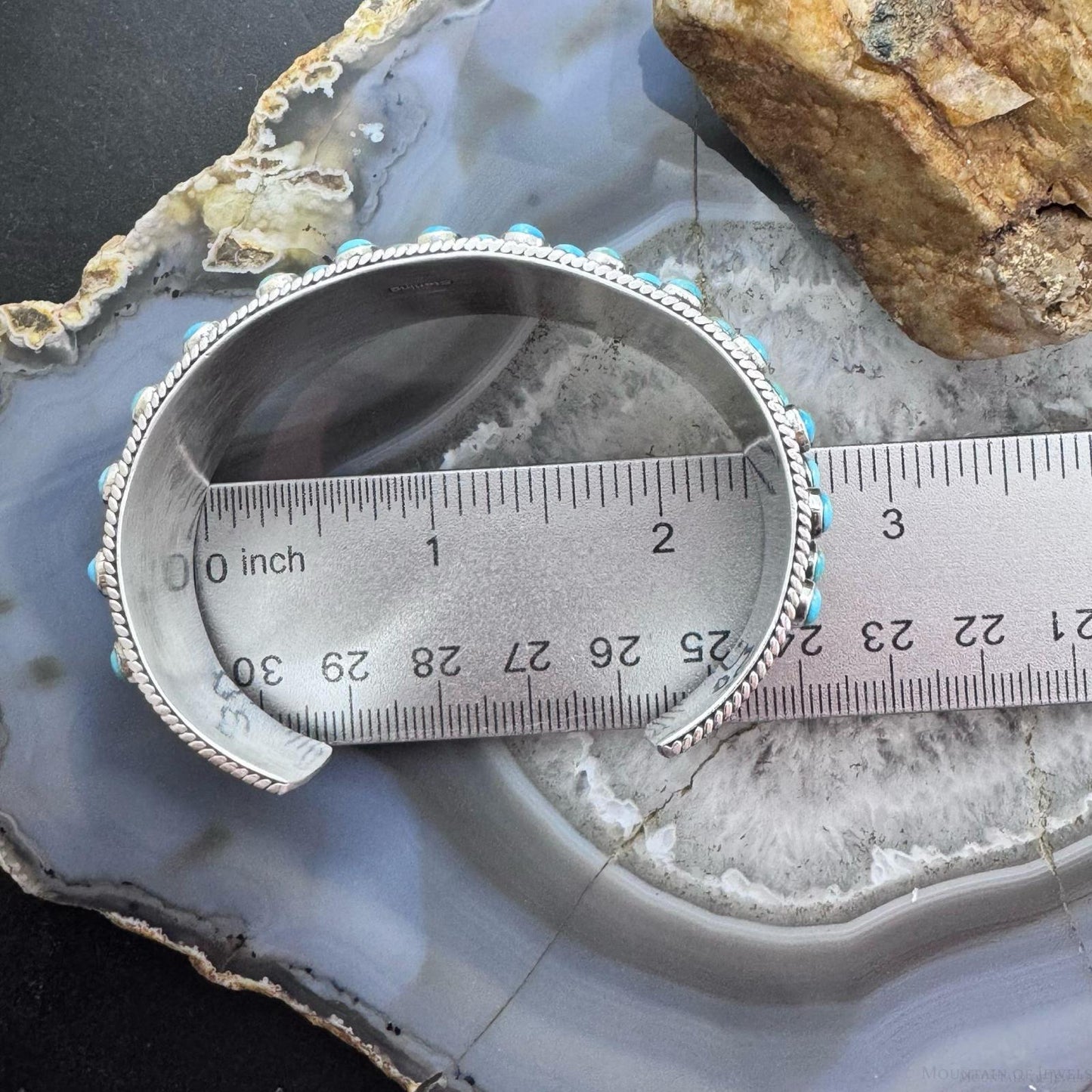 Sterling Silver Southwestern Style Multi Turquoise & Raindrops Bracelet For Women