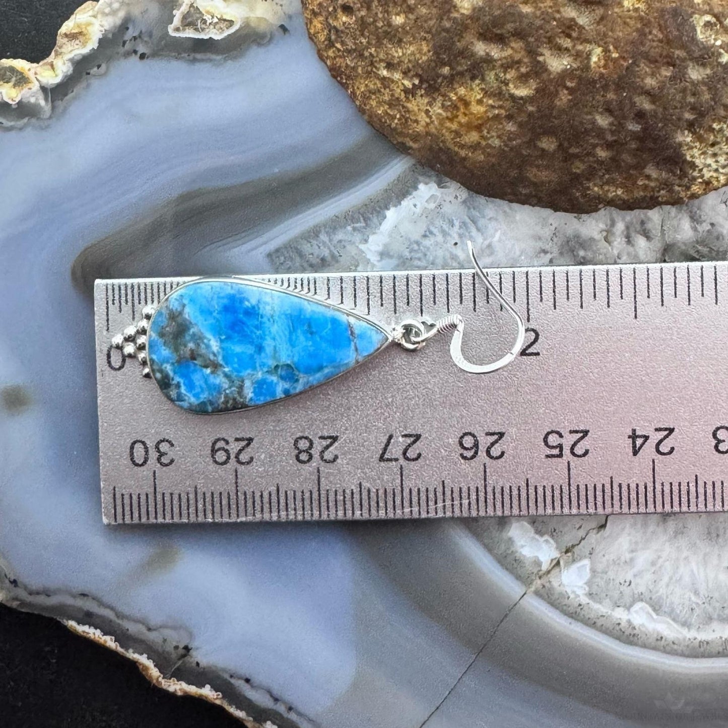 Sterling Silver Southwestern Style Teardrop Apatite Dangle Earrings For Women