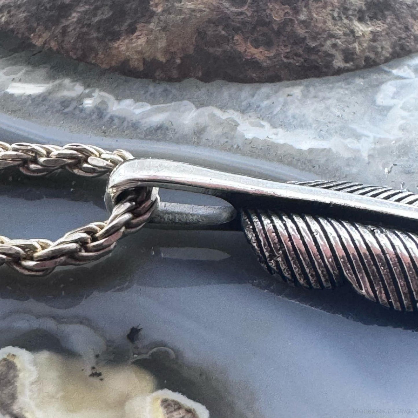 Sterling Silver Southwestern Style Engraved Feather Unisex Pendant