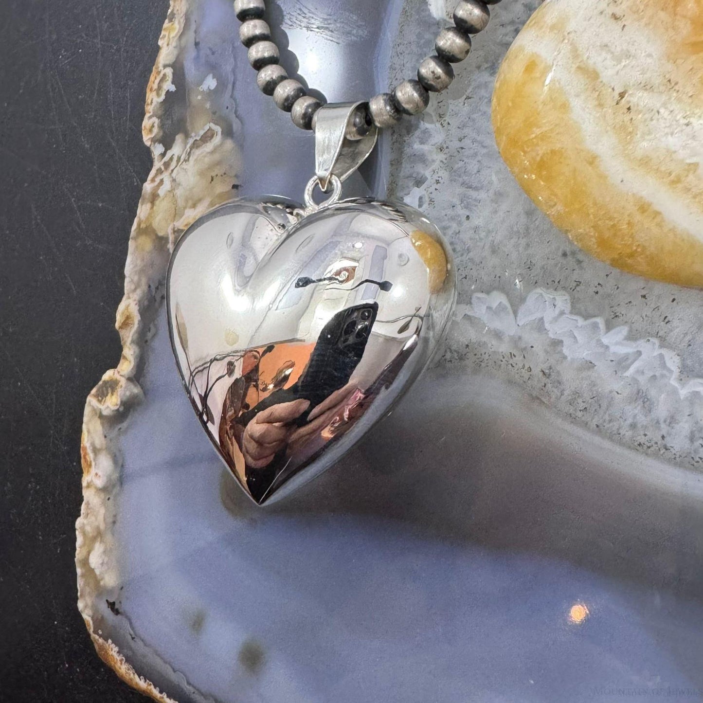 Sterling Silver Puff Heart Pendant For Women