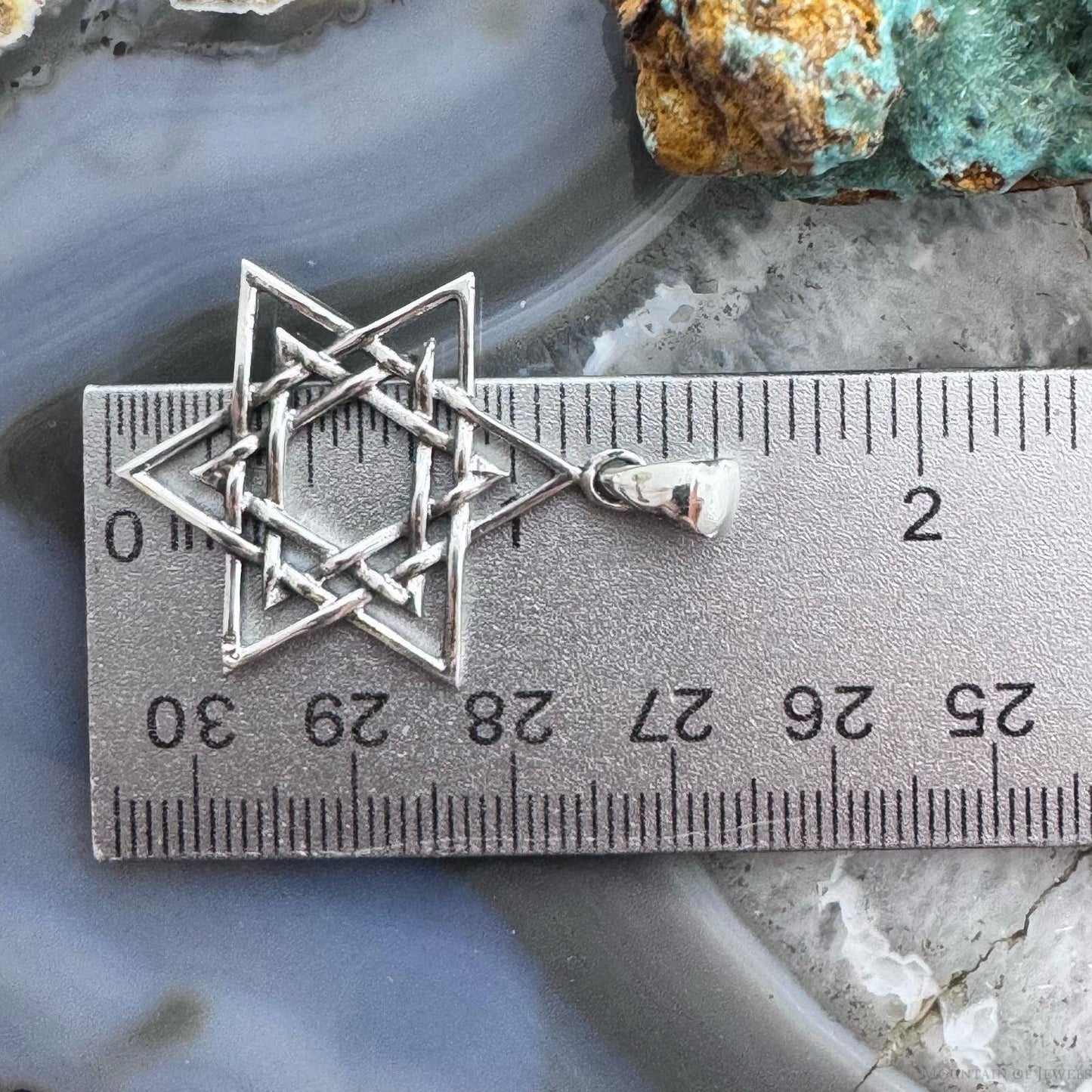 Sterling Silver Decorated Star of David Unisex Religious Pendant