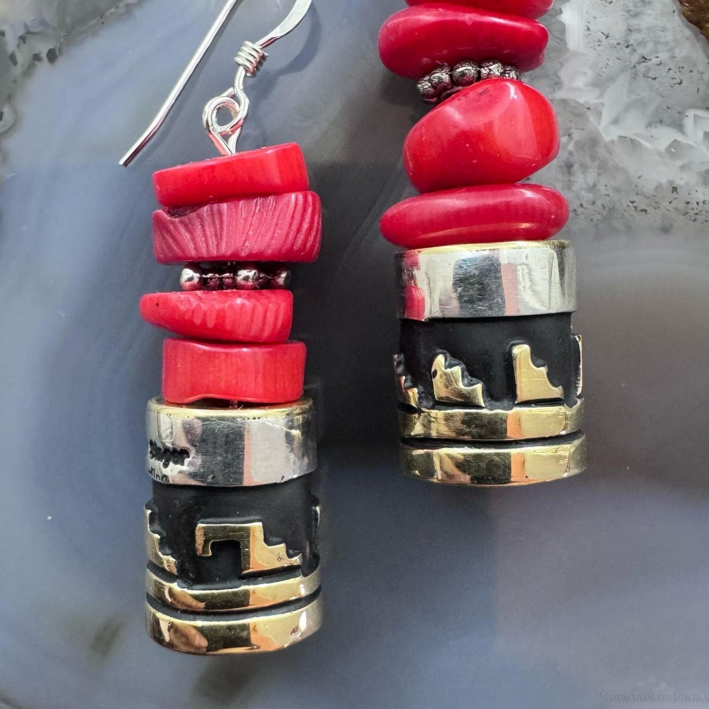 Tommy & Rosita Singer Sterling Silver Red Jasper Bead Dangle Earrings For Women