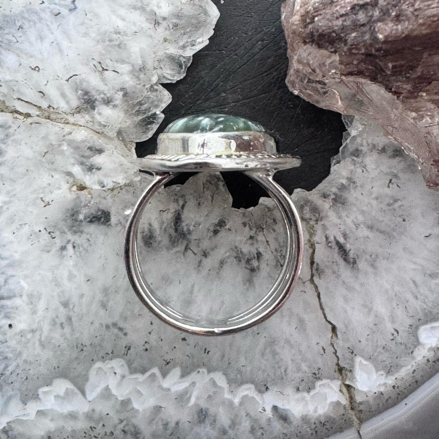Sterling Silver Southwestern Style Teardrop Serpentine Ring Size 7.5 For Women